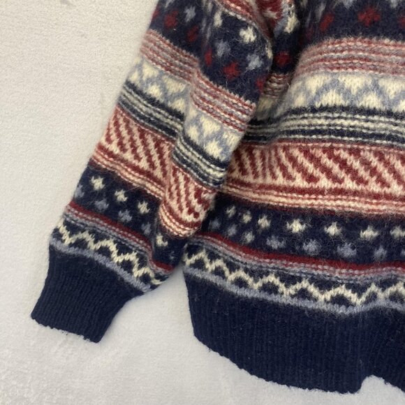 Sweater Market Denmark Wool Fair Isle Nordic Sweater Womens Medium M Red Blue - Picture 8 of 11